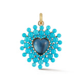 14K Gold London Blue Topaz & Turquoise Cluster Juliana Heart Charm