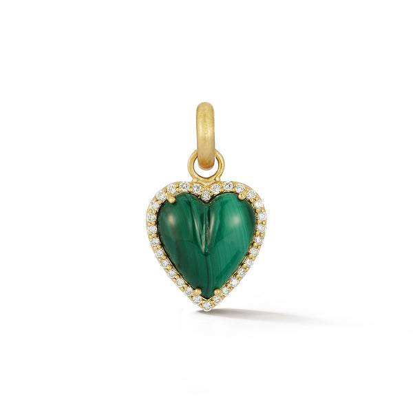 14K Gold Diamond & Malachite Alana Heart Charm - storrow