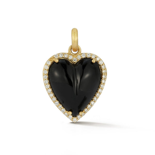 14K Gold Diamond & Onyx Alana Large Heart Charm