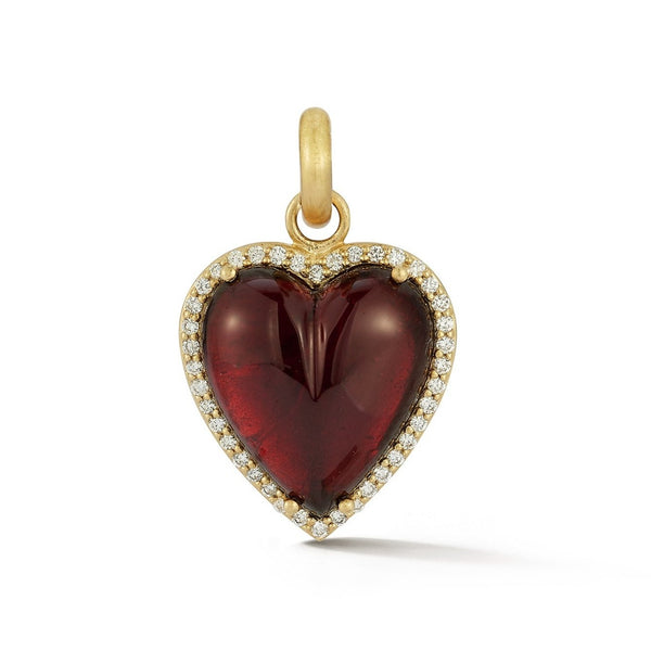 14K Gold Diamond & Garnet Alana Large Heart Charm - storrow