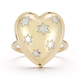14K Yellow & White Mixed Metal Heart Cocktail Ring star of david gifts for her valentines day 