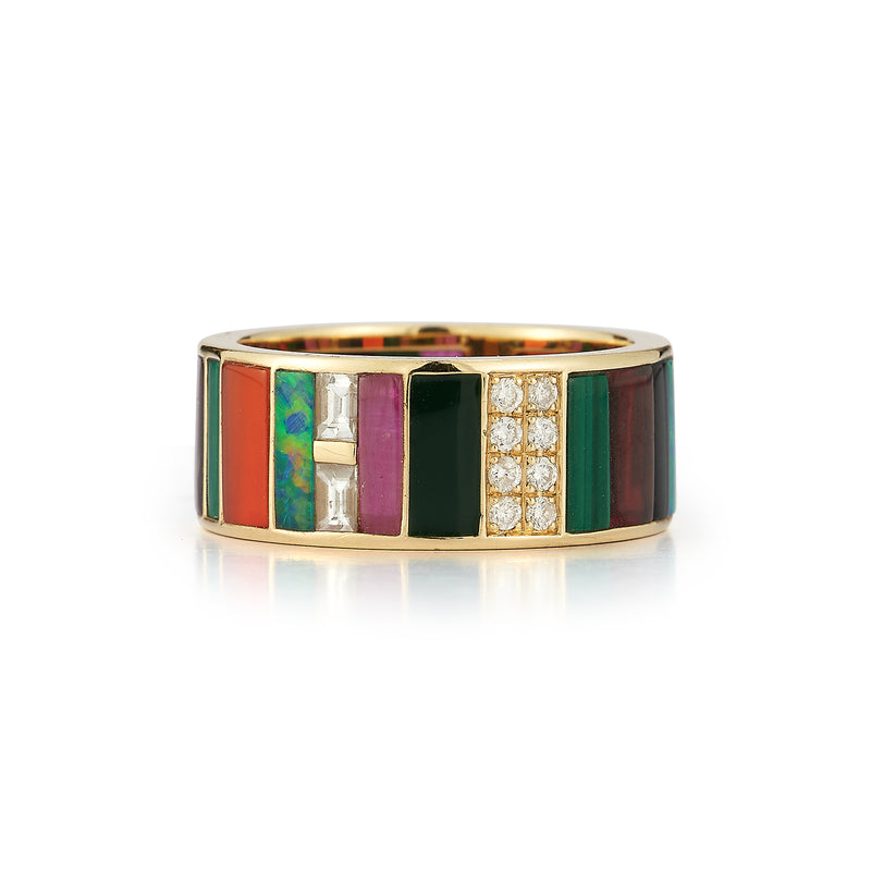 14K Gold Diamond & Multi Stone Isla Ring