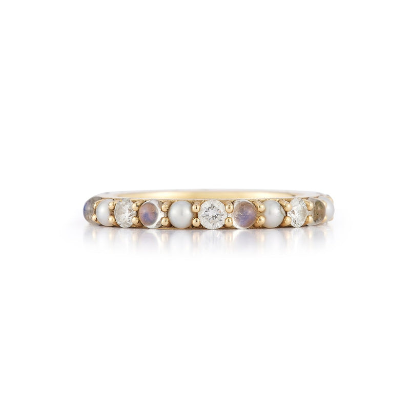 14K Gold Moonstone Diamond & Pearl Iris Ring - storrow