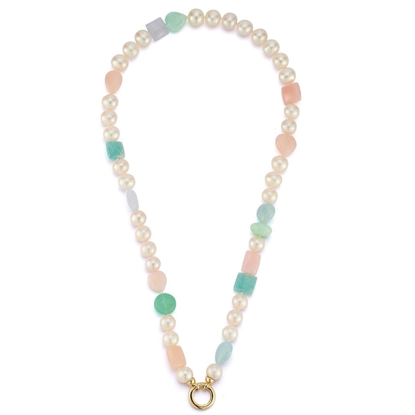 14K 18.5" 8MM Freshwater Pearl & Gem Sweet Maisy #10 Necklace