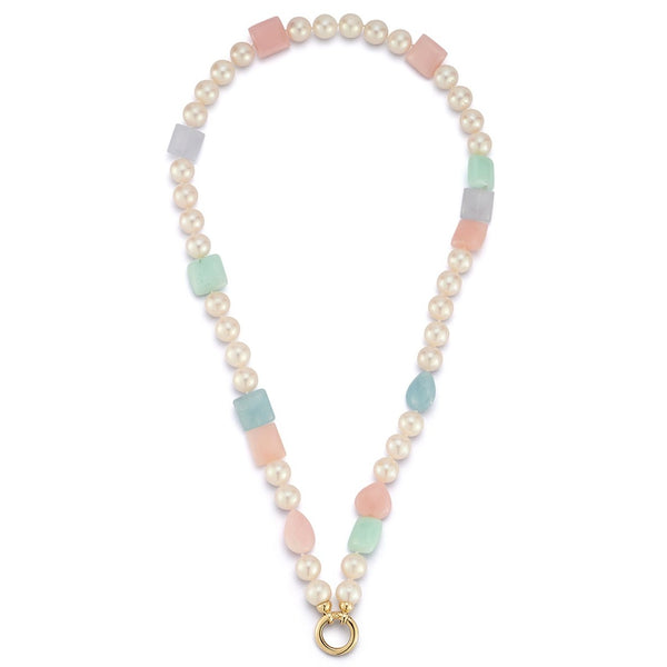 14K 18.5" 8MM Freshwater Pearl & Gem Sweet Maisy #11 Necklace