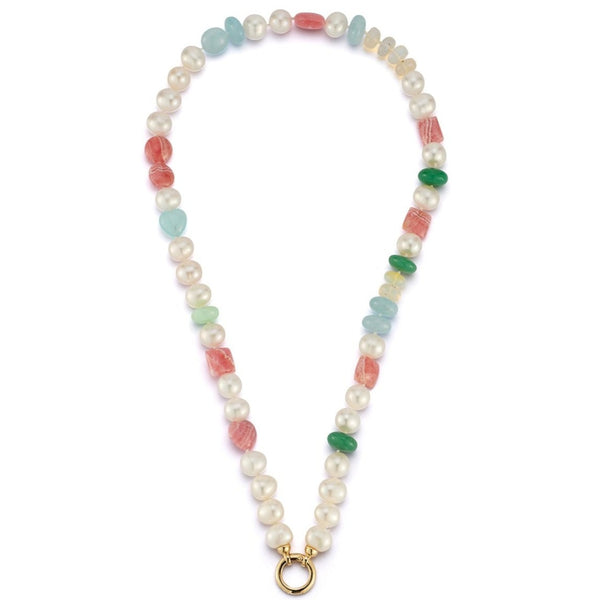 14K 18" 8MM Freshwater Pearl & Gem Sweet Maisy #2 Necklace