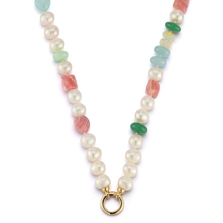 14K 18" 8MM Freshwater Pearl & Gem Sweet Maisy #2 Necklace