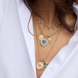 14K Gold Blue Topaz & Diamond Mini Nora Charm