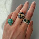 14K Gold Lapis Emerald Diamond Lottie Lion Ring