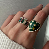 14K Gold Malachite Anna Heart Ring - storrow