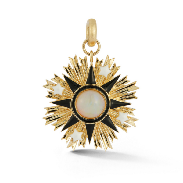 14K Gold Opal & Enamel Emblem Rosa Charm