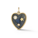 14K Gold & Labradorite Anne Diamond Heart Charm
