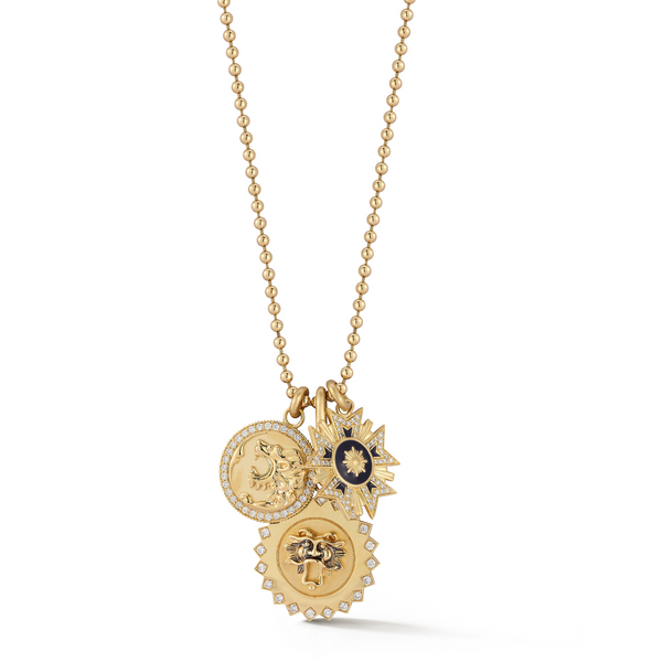 14K Lion Olive & Lion Mabel Medallion Multi-Charm Necklace