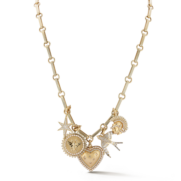 14K Stella, Minnie, & Laney Locket Multi-Charm Necklace