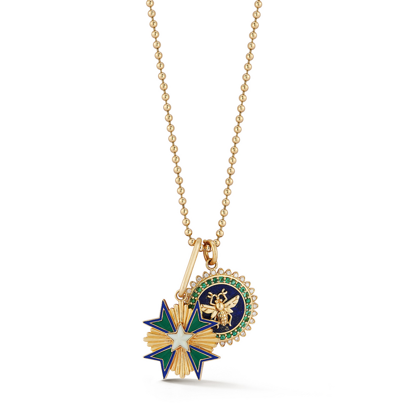 14K Emmeline & Minnie Medallion Multi-Charm Necklace