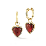14K Gold & Garnet Alana Diamond Heart Huggie Earrings