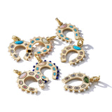 14K Gold Turquoise Lapis & Pearl Holly Horseshoe Charm