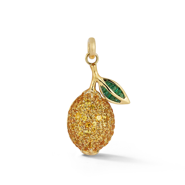 14k gold lemon emerald yellow sapphire pave capri charm jewelry necklace