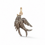 14K Gold Brown Diamond Birdie Charm