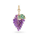 14K Gold Emerald & Amethyst Sour Grapes Charm