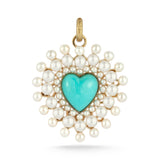 14k gold turquoise pearl gemstone heart charm necklace pendant gifts for her mothers day gifts charm necklace charm bracelet romantic gift unique gift storrow