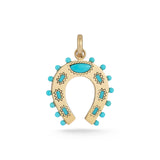 14K Gold Turquoise Holly Horseshoe Charm