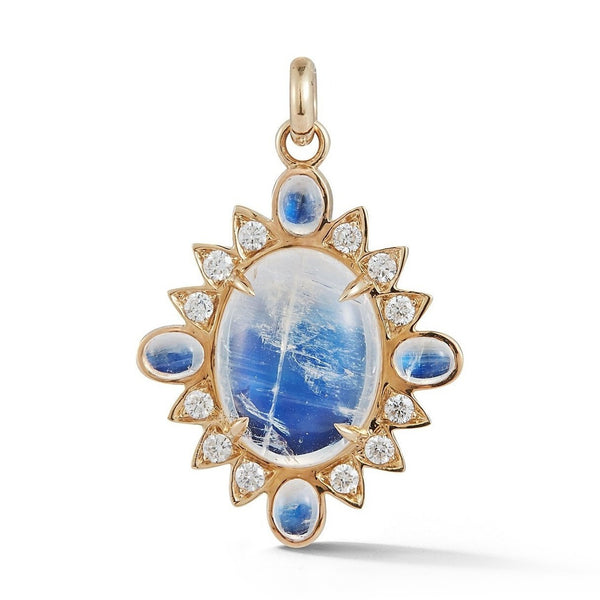 14K Gold Rainbow Moonstone & Diamond Nora Charm - storrow