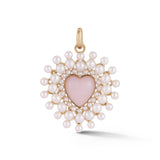 14K Gold Pink Opal & Pearl Cluster Juliana Heart Charm
