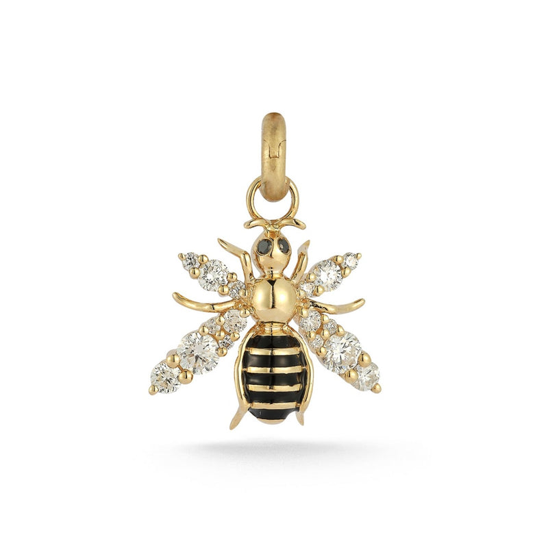 14K Gold Diamond & Enamel Betty Bee Charm