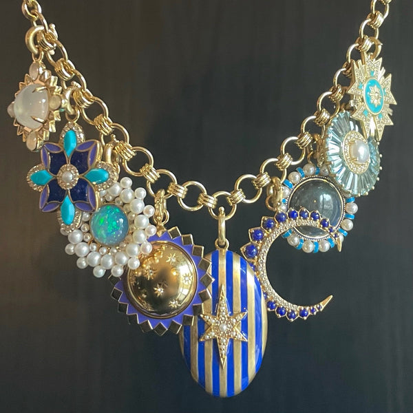 14K Gold Labradorite Pearl & Enamel Libby Charm - storrow