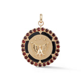 14K Gold Garnet Enamel Eagle Martha Medallion - storrow