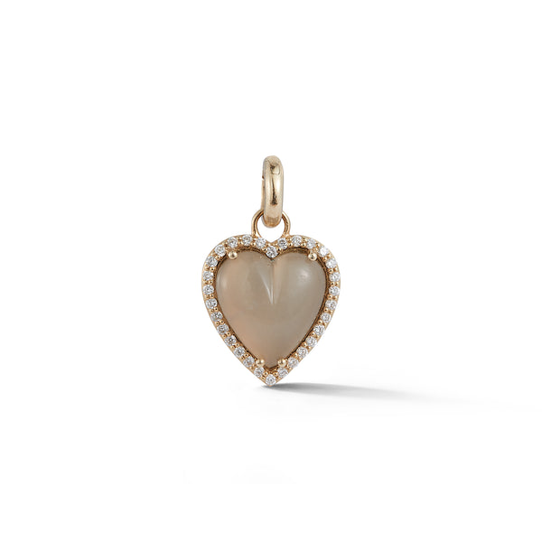 14K Gold Diamond & Grey Moonstone Alana Heart Charm - storrow