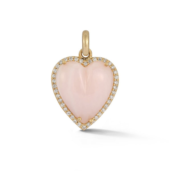 14K Gold Diamond & Pink Opal Alana Large Heart Charm - storrow
