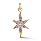 14K Gold Pink Sapphire Pearl & Diamond Large Stella Charm - storrow