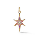 14K Gold Pink Sapphire Pearl & Diamond Stella Charm