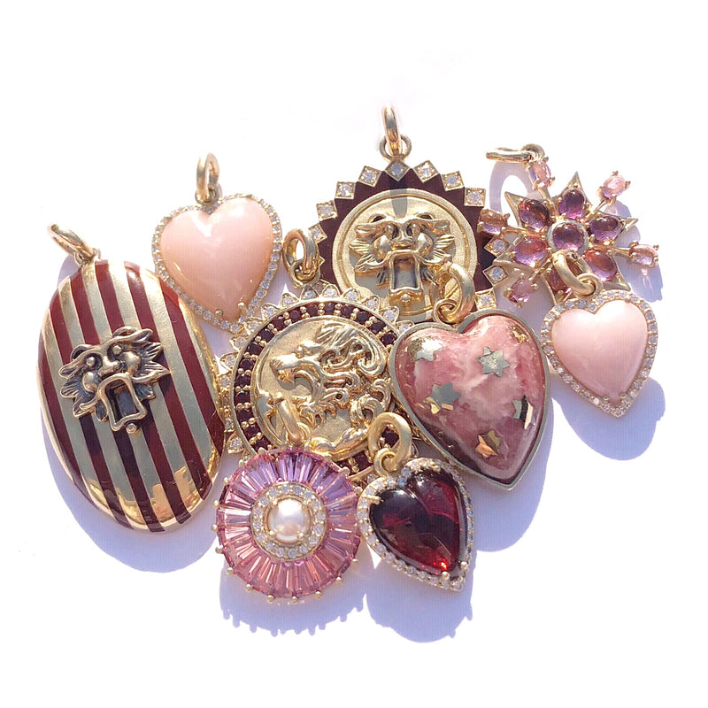 14K Gold & Rhodochrosite Anna Heart Charm - storrow