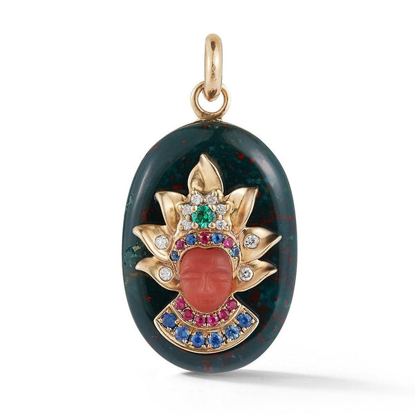 14K Gold Bloodstone & Gemstone Queen Christina Charm - storrow