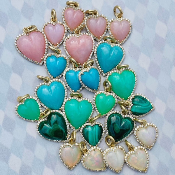 14K Gold Diamond & Turquoise Alana Heart Charm - storrow