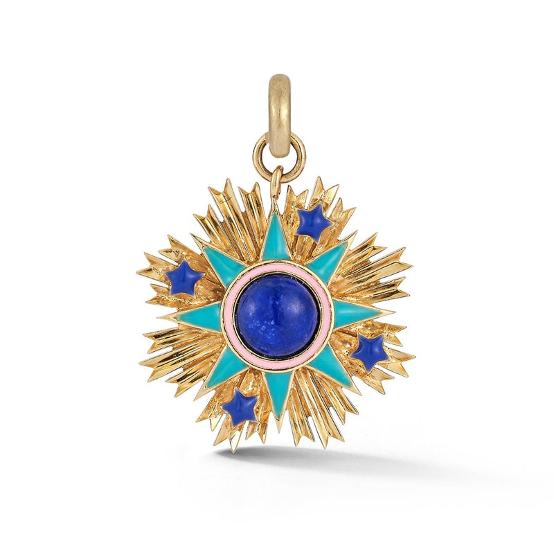 14K Gold Lapis & Enamel Emblem Rosa Charm - storrow