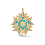 14K Gold White Diamond & Turquoise Blue Enamel Florence Charm - storrow