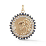 14K Gold Sapphire & Diamond Victorian Lion Marion Medallion - storrow