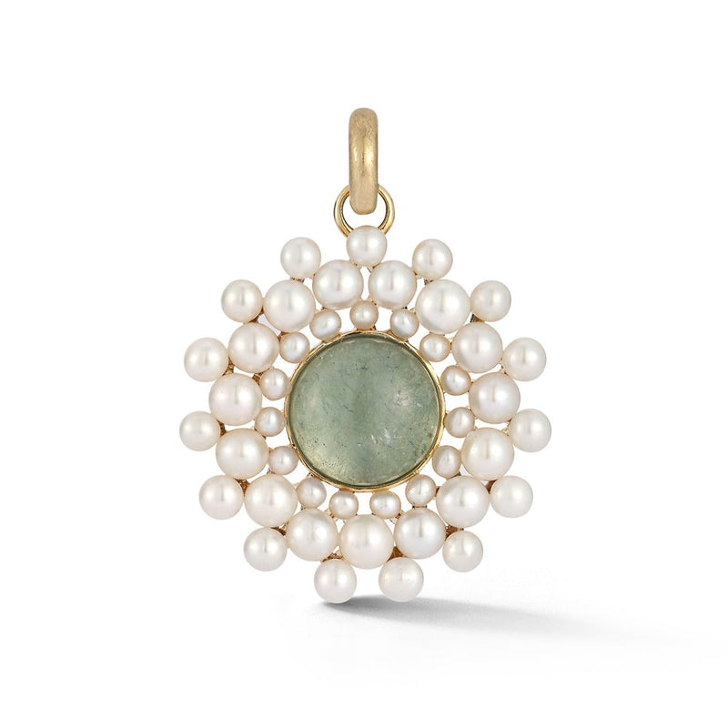 14K Gold Aquamarine & Pearl Cluster Juliet Charm - storrow