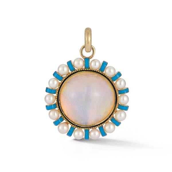 14K Gold Opal Pearl & Enamel Libby Charm - storrow