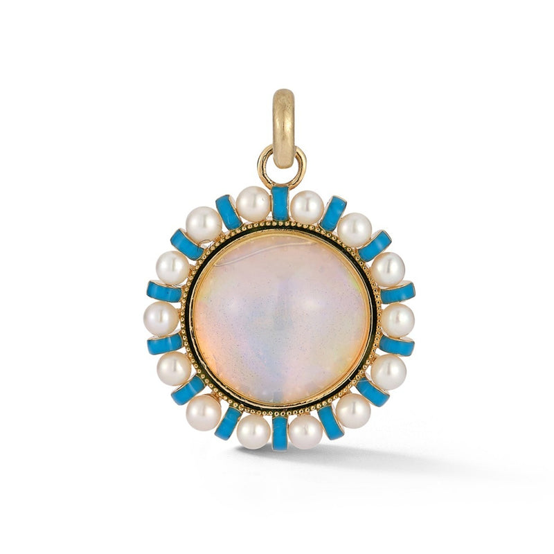 14K Gold Opal Pearl & Enamel Libby Charm - storrow