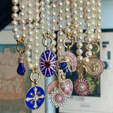 14K Gold Lapis Pink Sapphire & Pearl Figa Flossie Charm - storrow