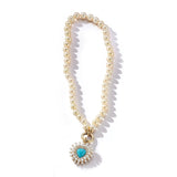 14K Gold Turquoise & Pearl Cluster Juliana Heart Charm