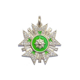 14K Gold White Diamond & Bright Green Enamel Florence Charm - storrow