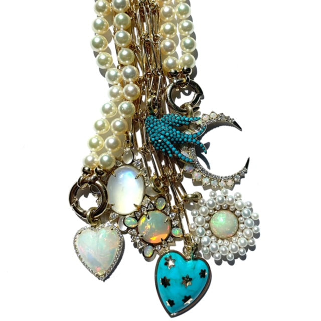 14K Gold & Turquoise Anna Heart Charm - storrow