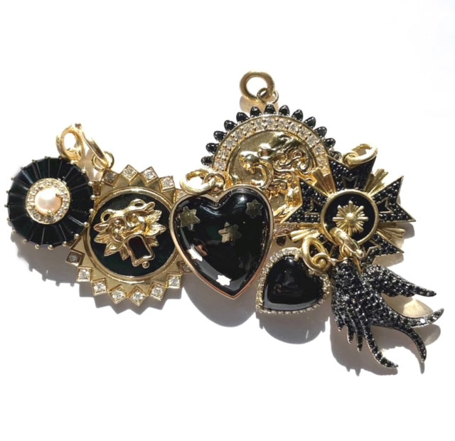 14K Gold & Black Onyx Anna Heart Charm - storrow