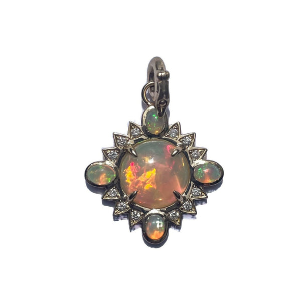 14K Gold Opal & Diamond Mini Nora Charm - storrow